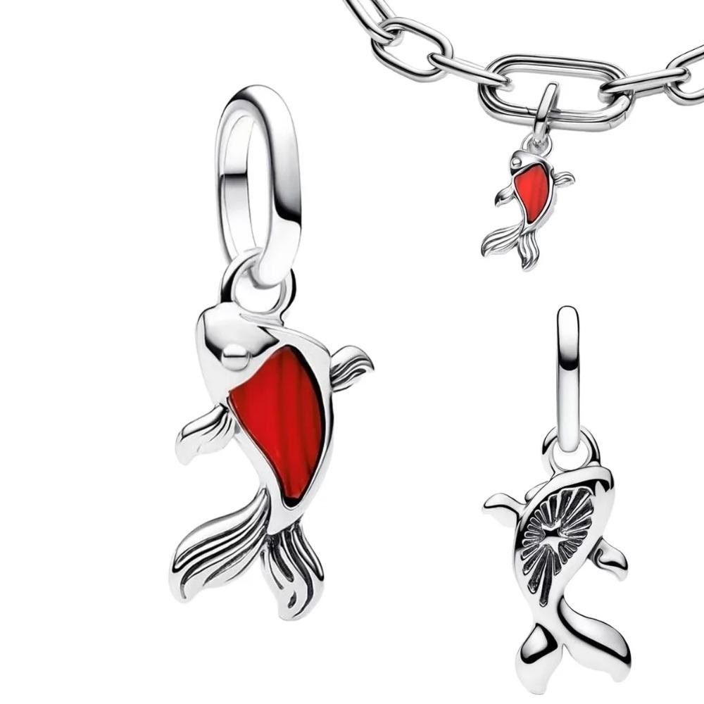 925 Silver Pink Blossom Dangle Charm Butterfly Heart Flower Rose Bird Bead For DIY Necklace Bracelet Fine Jewellery