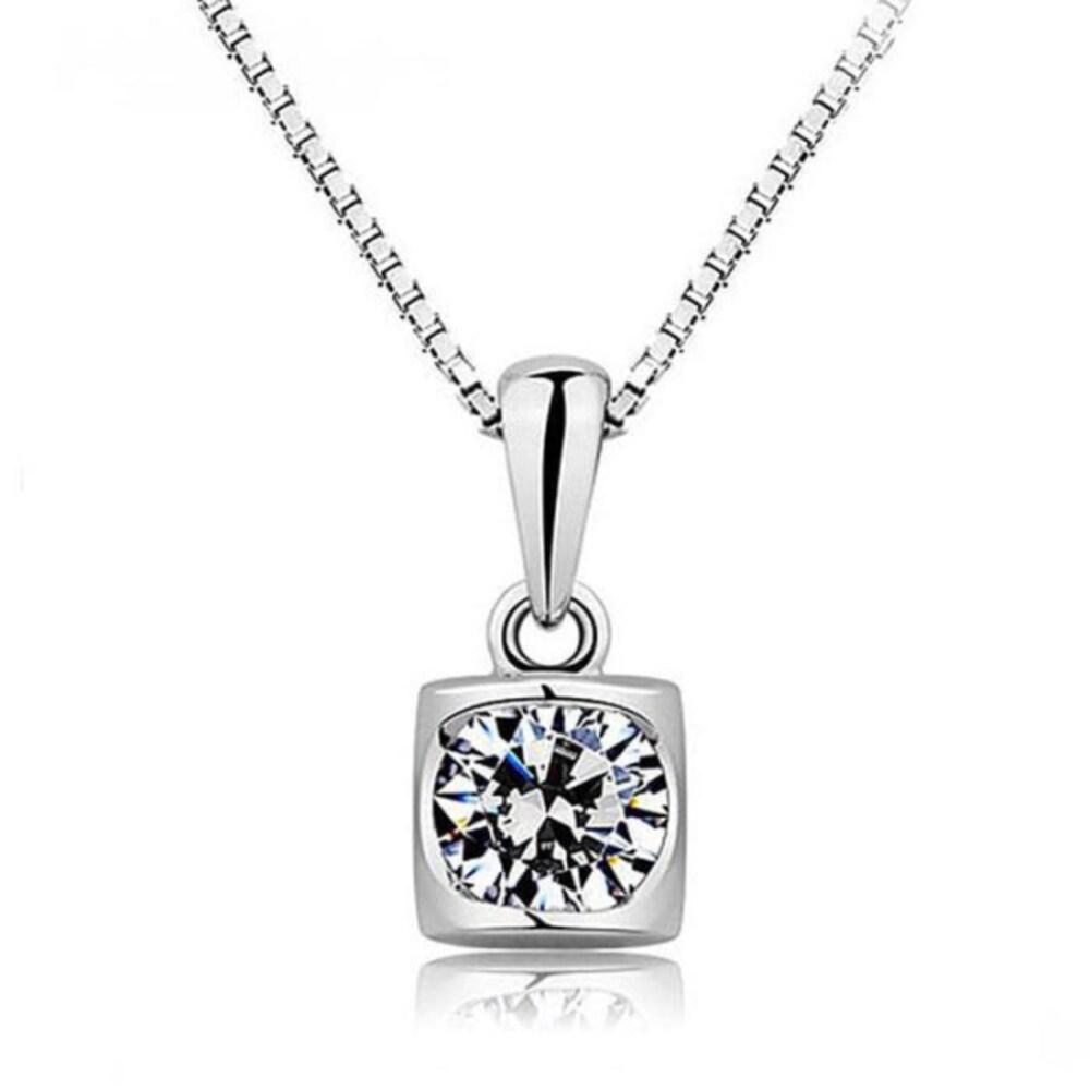 Ocon Square Cubic Silver Pendant Necklace (24918515)