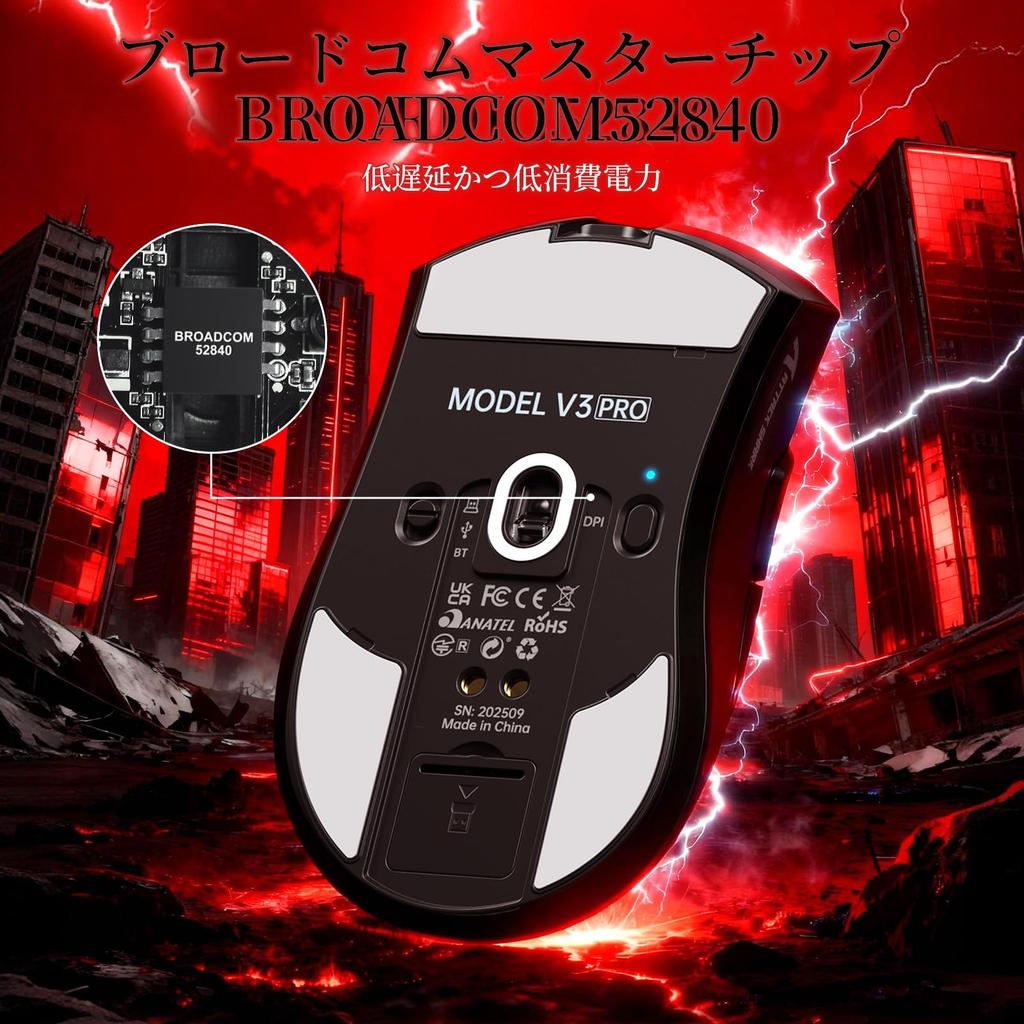 ATTACK SHARK Беспроводная игровая мышь V3PRO с RGB-подсветкой и зарядкой BK52820 PAW3311 100 миллионов нажатий Высокая Высокая Низкая До Соответствия Техническим Эргономическим Стандартам
