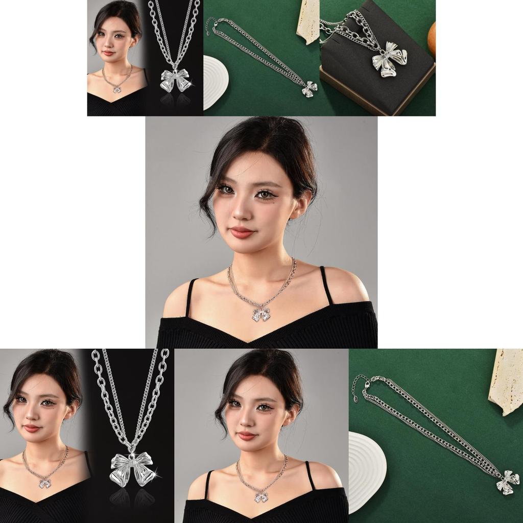 Elegant And Trendy Butterfly Bow Necklace In Mixed Materials For Sophisticated Fashion