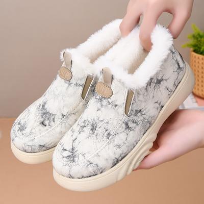 Хлопковая обувь женская новая зимняя бархатная износостойкая обувь-бини теплая повседневная рабочая обувь носить мать хлопковые сапоги