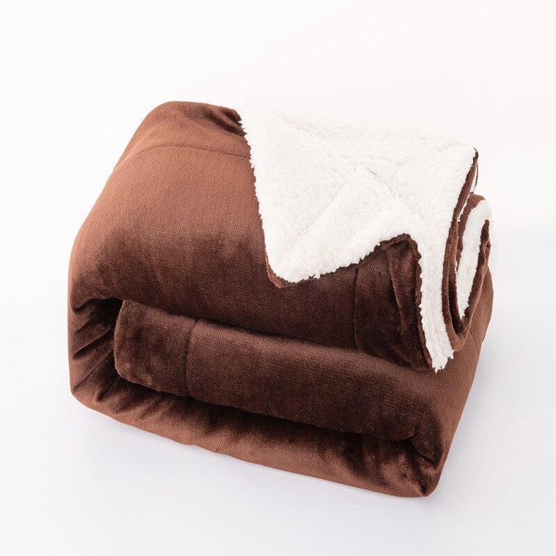 Winter Wool Blanket Adult Thick Warm Winter Double Sided Solid Color Travel Office Blanket Sofa