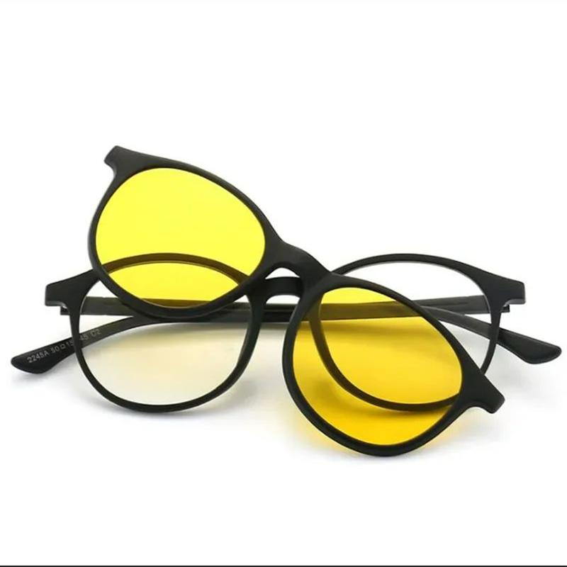 2245 Magnet Clip Round Myopia Glasses 0 -0.5 -1.0 -2.0 To -6.0  Hyperopia Sunglasses +0.5 +1.0 +2.0 To +6