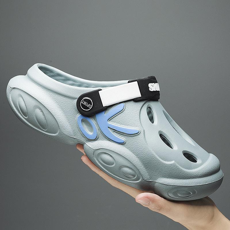 Большие размеры мужская сумка тапочки летняя повседневная одежда трендовая обувь с отверстиями толстая подошва усиливающая нескользящие сандалии мужские