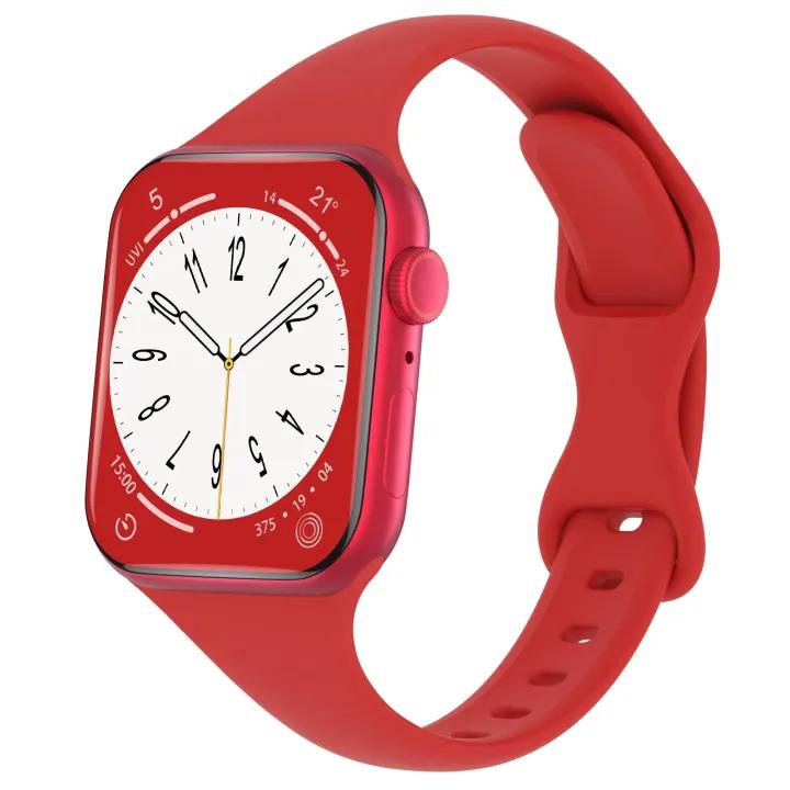 Тонкий силиконовый ремешок для Apple Watch 45 мм 44 мм 40 мм 41 мм 42-38 мм спортивный браслет для iWatch Series 8 7 SE 3 4 5 6 9 10 Ultra 2 49 мм