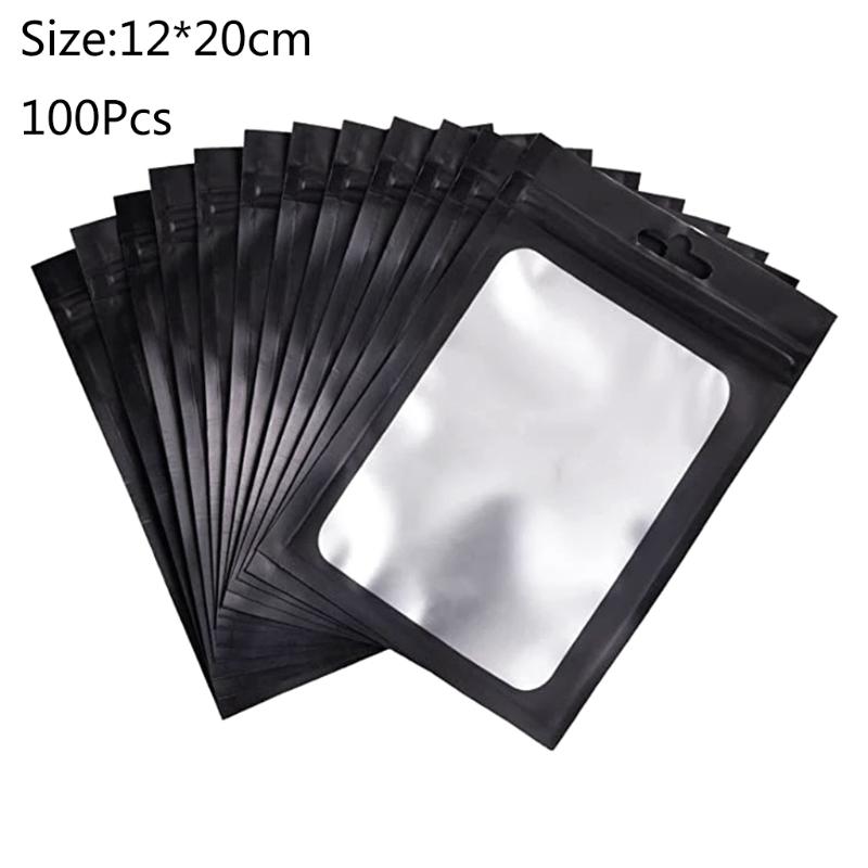100 Pcs Flat Foil Zip Lock Bags Bath Salt Cosmetic Bag One Side Clear Mini Thick Mylar Resealable Bags Smell Proof Ziplock Baggi