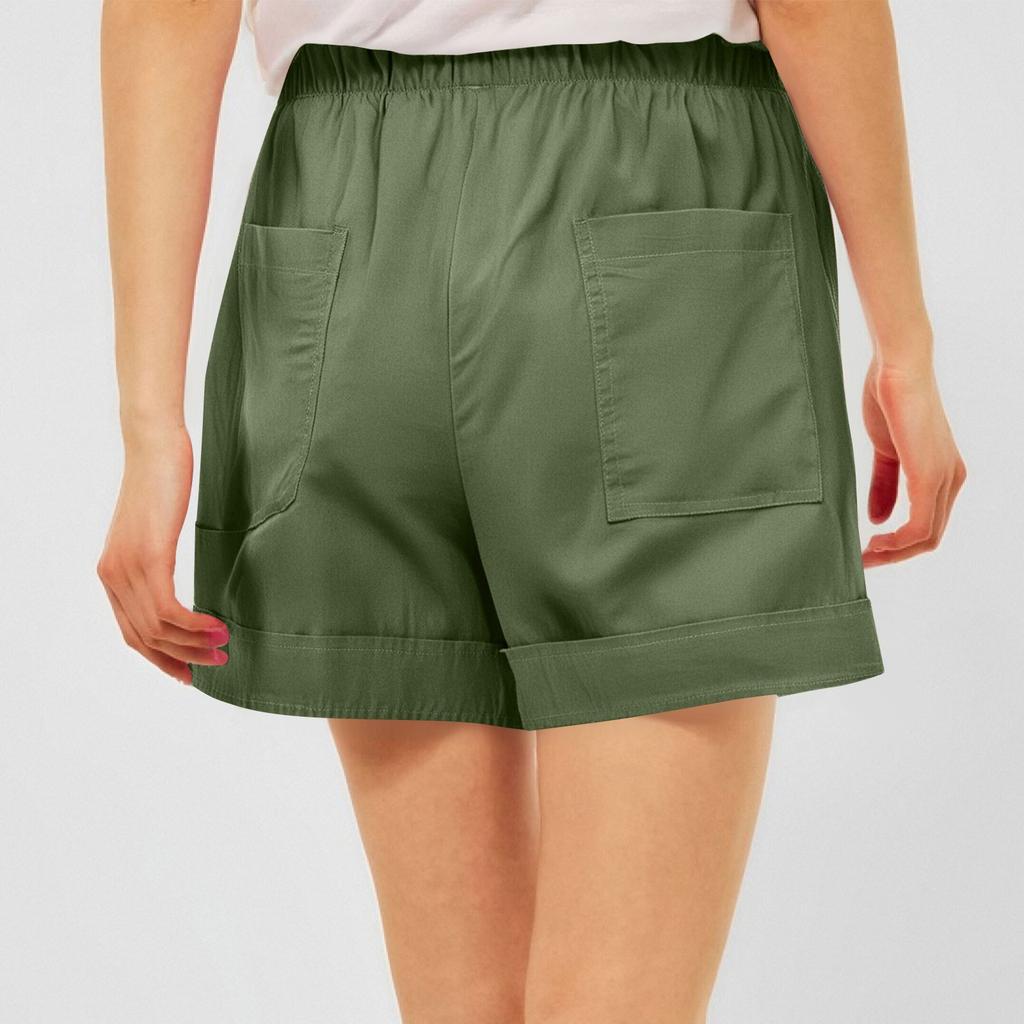 Женские повседневные летние эластичные пляжные шорты однотонные повседневные шорты