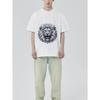 Black T-Shirt with Silver Lion Head Print for Casual Wear