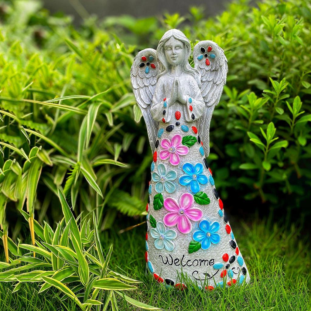 Садовые фигурки ангелов на солнечной батарее - Уличные полимерные садовые украшения