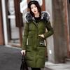 Women Winter Down Cotton Padded Parkas Jacket Coats Long Hooded Full Sleeve Colorfull Fur Collar Zipper Pocket Warm Solid Color