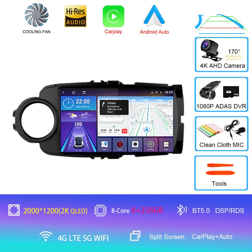 Car Radio Android 14 Carplay For Toyota Yaris 2012 2013 2014 2015 2016 2017 Navigation GPS Multimedia Player stereo wifi BT Auto