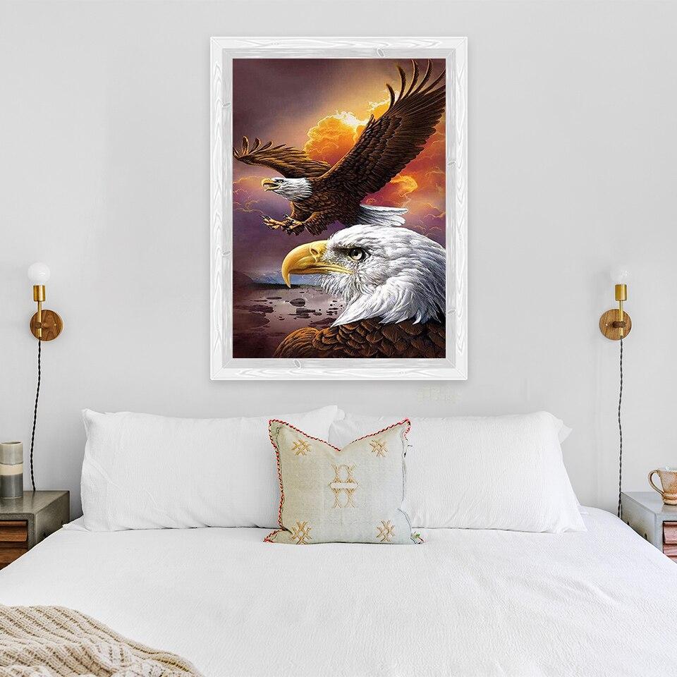 5D DIY Алмазная картина Орел Алмазная вышивка Животные Вышивка крестиком Стразы Полный круглый дрель Ремесла Домашний Декор Подарок