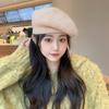 Шерстяная вязаная шапка-берет женская осенне-зимняя японская простая шляпа художника с большой окружностью головы