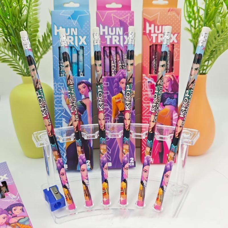 A Set of 12 Kpop Devil Hunter Huntrix 2B Graphite Pencils, Suitable for Schools, Offices, Painting and Sketching