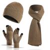Thickened Beanies Scarf Gloves Set Fleece-lined Touchscreen Gloves 3 In 1 Set  for Women & Men