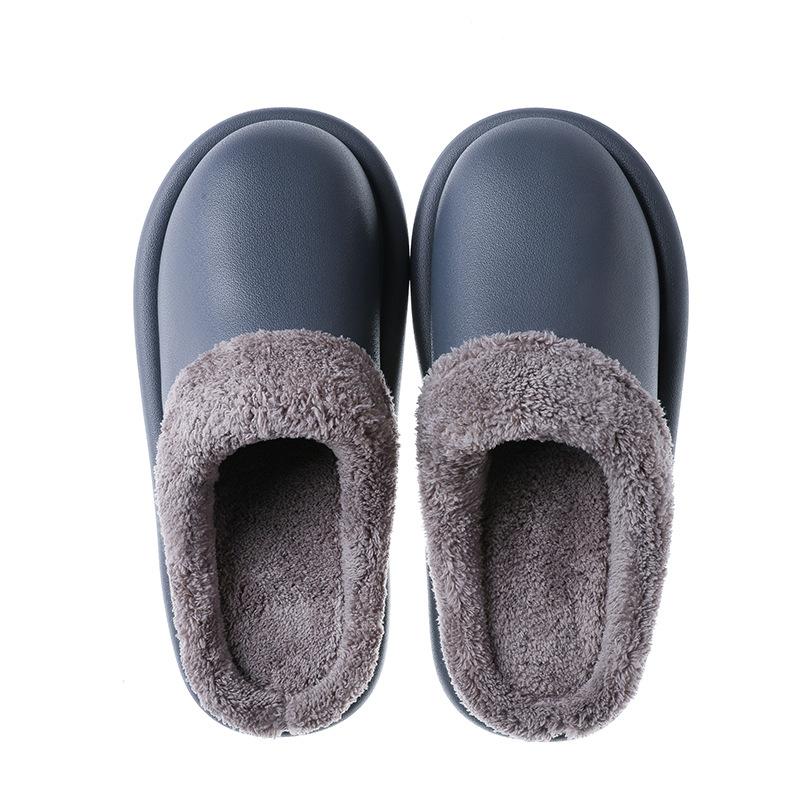 Модные водонепроницаемые зимние хлопковые тапочки из ЭВА для женщин, домашние плюшевые стельки для влюбленных, теплая подкладка, мужская обувь, домашние женские тапочки, меховые тапочки