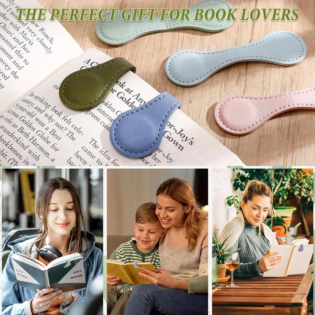Magnetic Leather Bookmark Double Sided Page Holder Notebook Clip Stationery Gift for Reading Bible Journaling Office Supplies