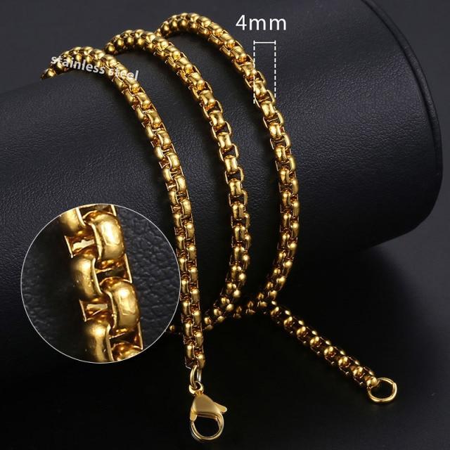 Gold Chain For Men Women Wheat Figaro Rope Cuban Link Chain Gold Filled Stainless Steel Necklaces Male Jewelry Gift