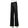 Women's Designer Multi-Pocket Low Waist Casual Hipster Satin Flared Trousers