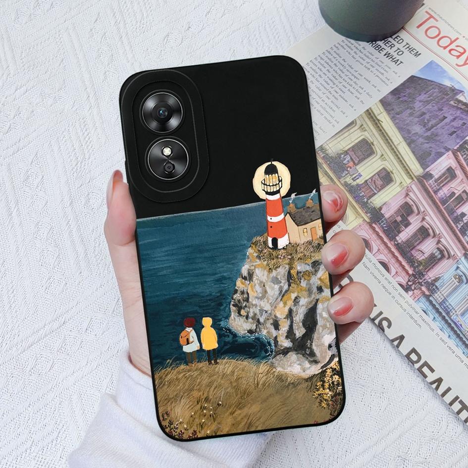 Чехол для телефона для OPPO A15 A16 A17 A33 A35 A36 A52 A57, противоударный жидкий силиконовый мягкий чехол из ТПУ, модные этикетки для OPPO A1 Pro 5G A58 Fundas Coque