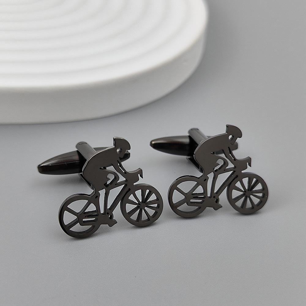 Bicycle racer gold-plated cufflinks, black stainless steel cuffs, men's shirt button accessories, business formal wear