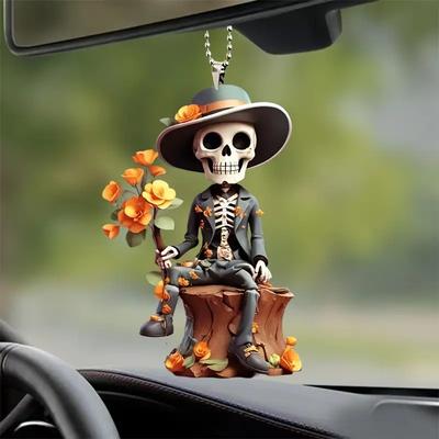 Новый продукт, Акриловый материал, Плоский, Голова черепа, Подвеска для автомобиля, Украшение для вечеринки, Фестивальная декоративная подвеска