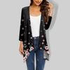 Women's Floral Print Irregular Three-quarter Sleeve Cardigan With Pocket Jacket