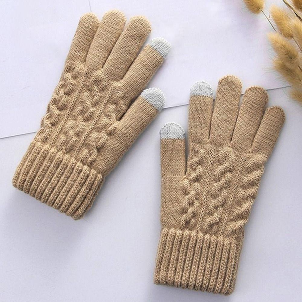 Windproof Cycling Driving Gloves Touch Screen All Finger Gloves Daily Short Mittens Winter