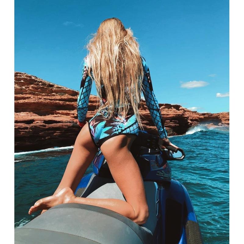 Женский купальник для серфинга на молнии спереди, цельный бикини, сексуальный спортивный боди с длинными рукавами, купальники, пляжная одежда