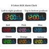 Rechargeable RGB Digital Alarm Clock Voice Control Date Week Dual Alarm Snooze Table Clock Power Switch 12/24H Music LED Clock