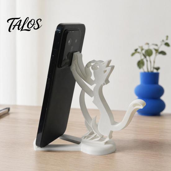 Изогнутый держатель для телефона с функцией подъема 3D-печатный держатель для мобильного телефона, цельнолитой подставка, устойчивая поддержка в форме лазающего кота для просмотра видео Подставка для