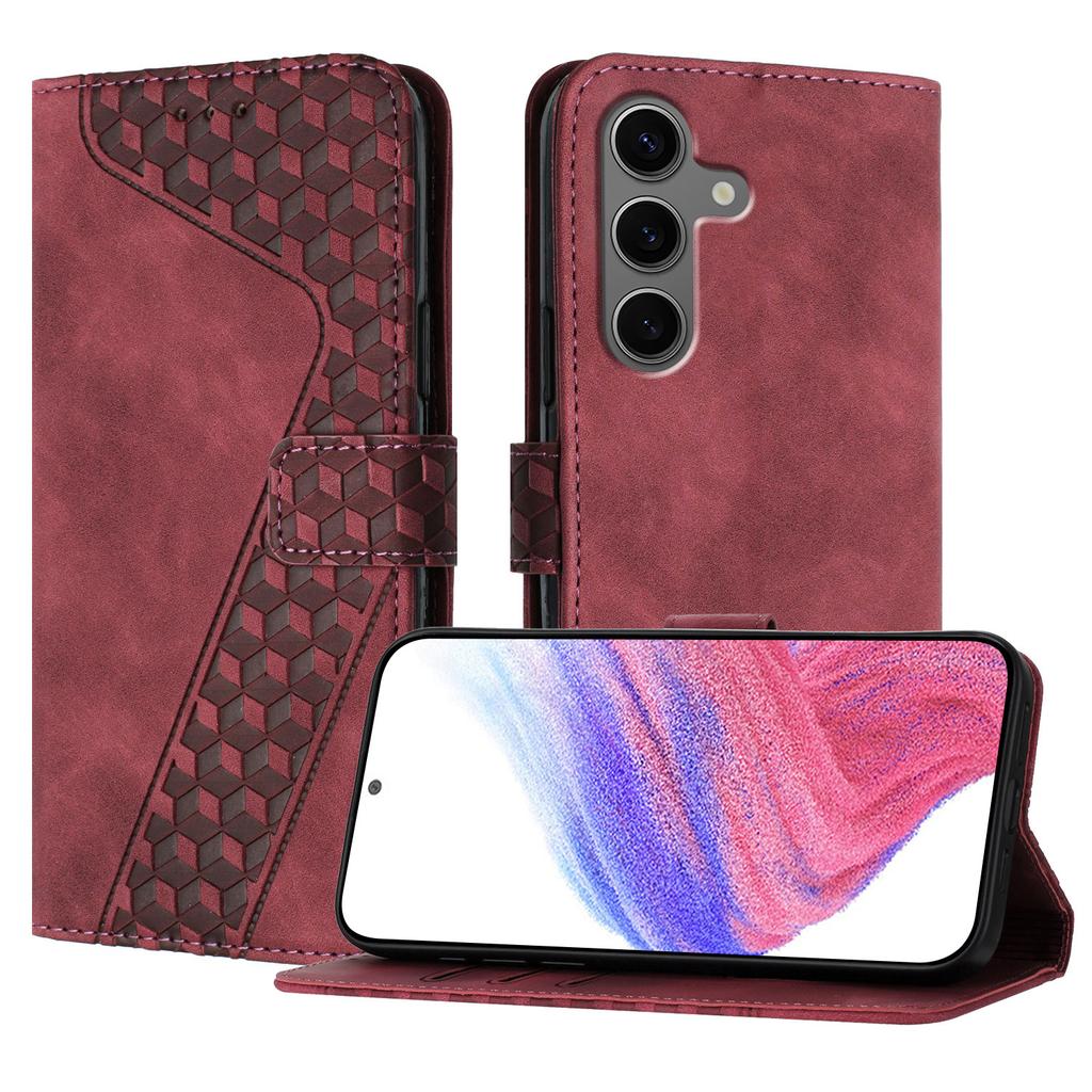 For Samsung Galaxy S25+ Leather Case 7-Shaped Pattern Wallet Stand Shockproof Phone Cover