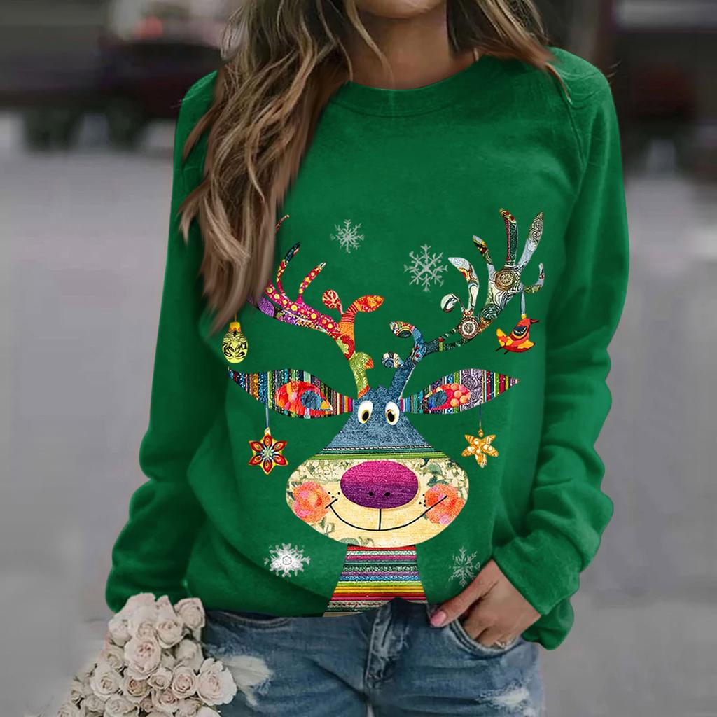 Женские топы с круглым вырезом, хлопковая женская повседневная модная пуловер с длинным рукавом и круглым вырезом с принтом, блузка