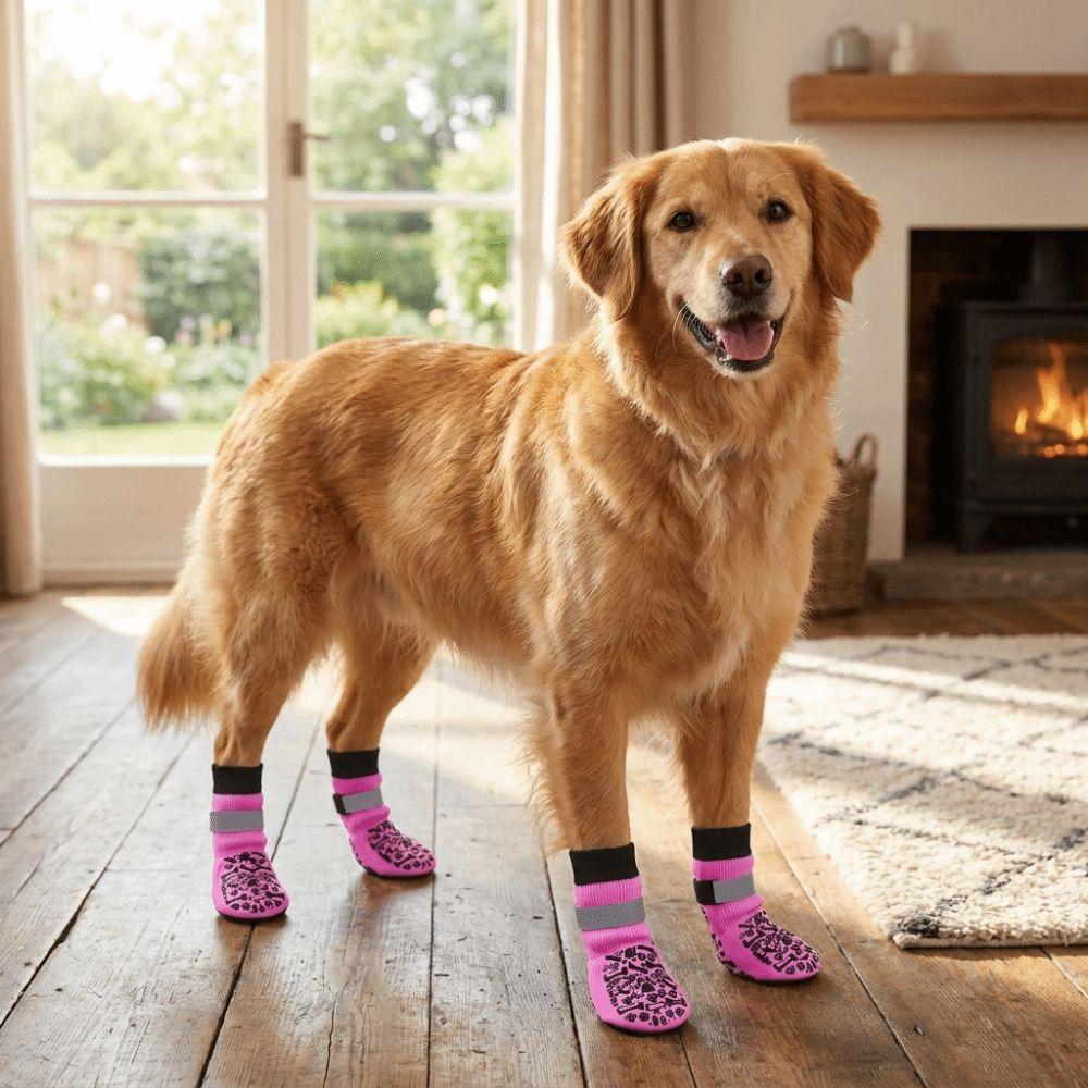 Reflective Anti-Slip Dog Socks Adjustable Dog Paw Protectors Dog Shoes Socks Anti-Scratch