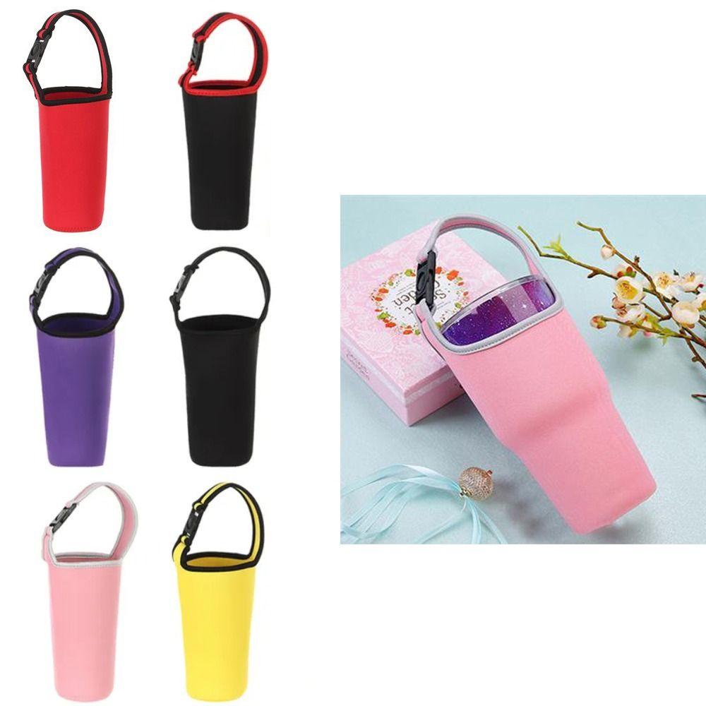 With Carrying Handle Anti-Hot Cup Sleeve Neoprene Tumbler Carrier Water Bottle Holder Sports