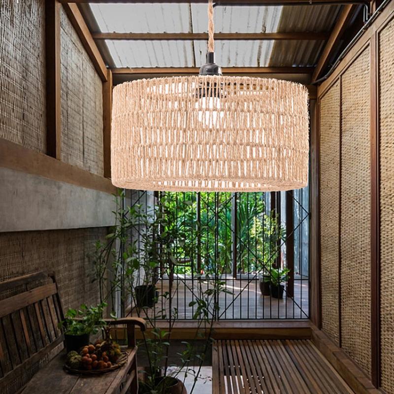 Плетеная абажур-люстра из бумажной веревки, защитный кожух для лампочки, подвесной абажур для ресторана, чайной комнаты, гостиной