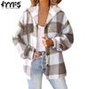 Women's Fashion Casual Plaid Print Autumn Winter Long Sleeve Hooded Jackets & Coats