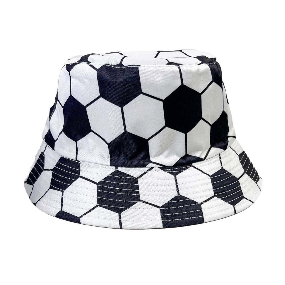 Korean Style Soccer Pattern Bucket Cap Breathable Folding Sunscreen Basin Cap Polyester Wide Brimmed Football Fisherman Hat
