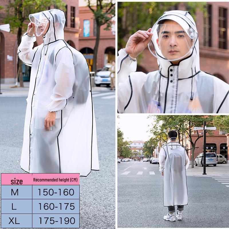 Цельный плащ для взрослых из ЭВА с двойными полями, удлиненным подолом, карманом и молнией