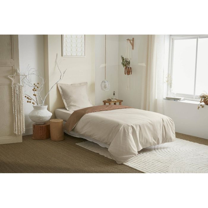 Parure de couette 2 Pièces réversible "Duo Premium" 140 x 200 cm Sable/Taupe