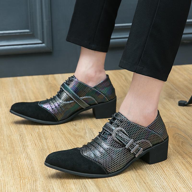 Мужские белые кожаные туфли-дерби на высоком каблуке, свадебное платье, танцевальные деловые формальные туфли-лифты, увеличивающие рост, смокинг, блейзеры для выпускного вечера, мужская обувь