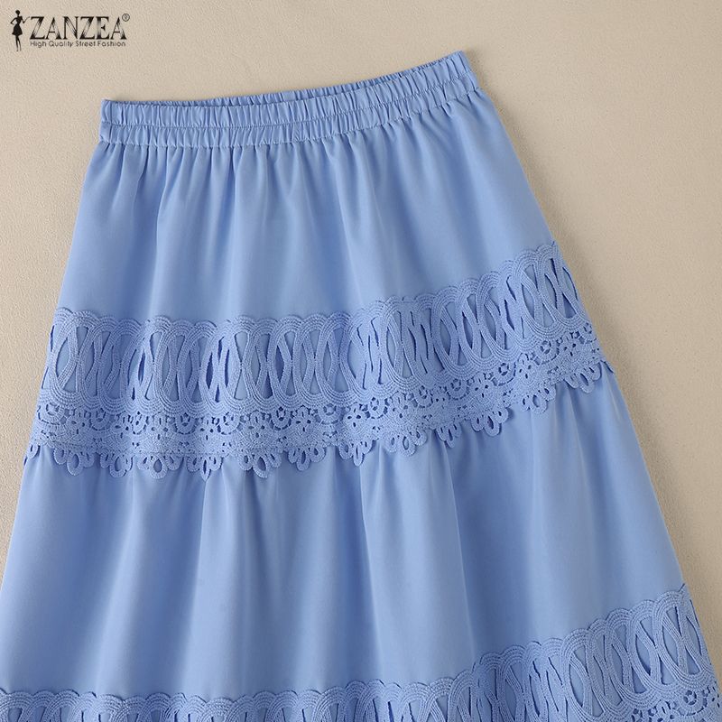 ZANZEA Женские повседневные свободные праздничные длинные юбки с эластичной талией