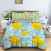Cartoon Yellow Duck King Queen Duvet Cover Farm Lovely Animal Bedding Set Blue Bubble Quilt Cover Soft Polyester Comforter Cover