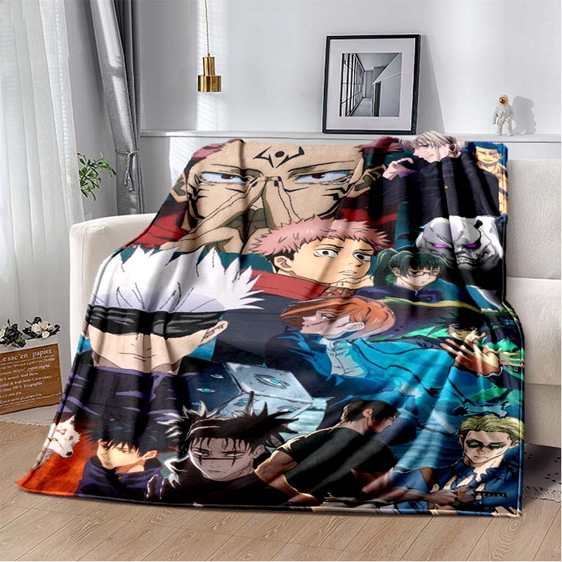2026 newmodel Jujutsu Kaisen Anime Pattern Flannel Blanket,Multi-purpose Holiday Gift Blanket Warm And Soft Blankets All Seasons