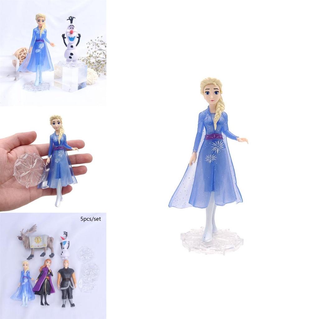 Delightful 5pcs Snow Queen Anna Elsa Frozen 2 Olaf Sven Kristoff Doll Figures For Kids