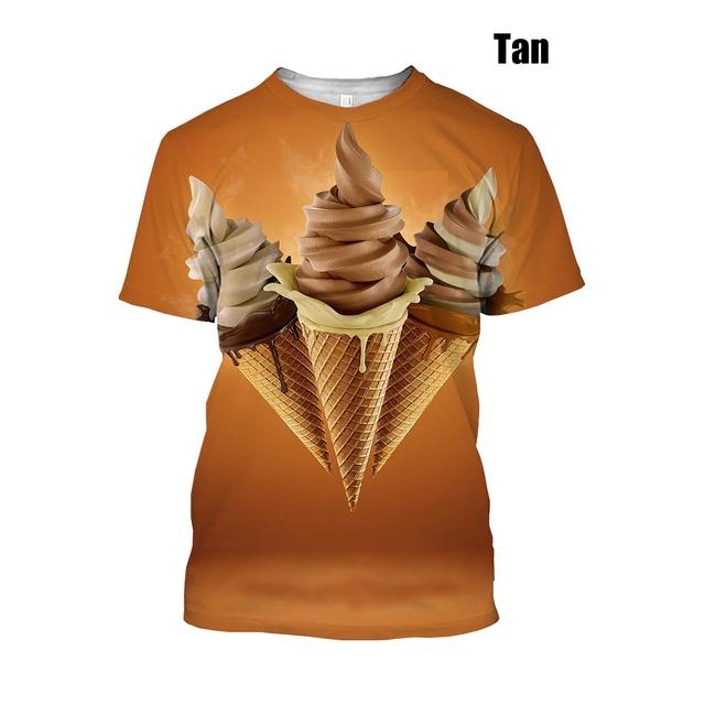 Новая мужская и женская летняя новая модная футболка с мороженым и 3D принтом, летняя уличная забавная еда, повседневный топ в стиле хип-хоп, панк