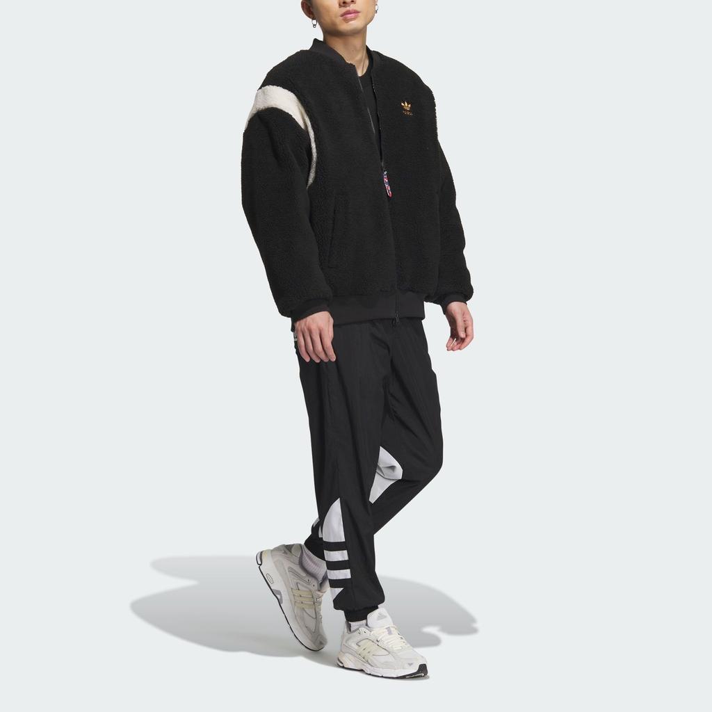 Adidas Originals X Feifei Ruan FW23, новогодняя двусторонняя куртка-бомбер из шерпа, куртка унисекс, черная IX4215