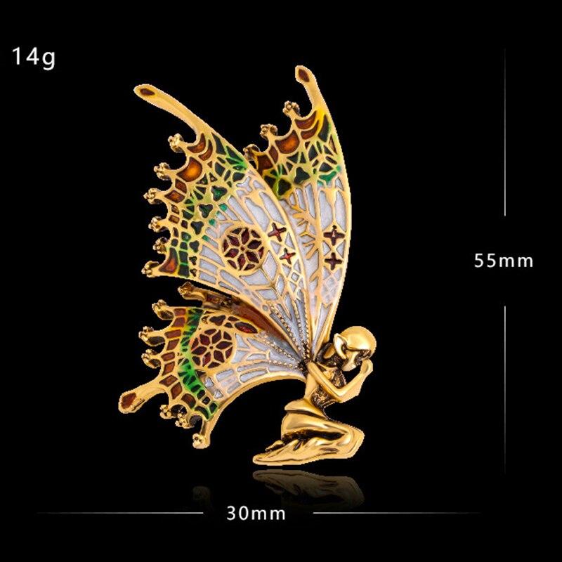 Blucome Vintage Alloy Angel Butterfly Wings Fairy Brooches For Women Brooch Enamel Anti-glare Pins Angel Designer Jewelry Gift