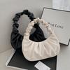 Women's Pleated Cloud PU Leather Shoulder Bag  Solid Color Shoulder Bags  French  Leisure Armpit Bag