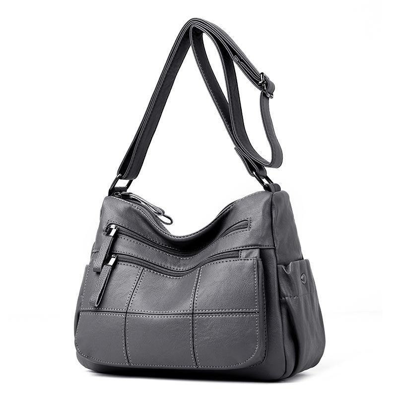 2023 Women's Solid Color Casual Shoulder Messenger Bag - Simple, Versatile, Large-Capacity Tote for Middle-Aged Ladies